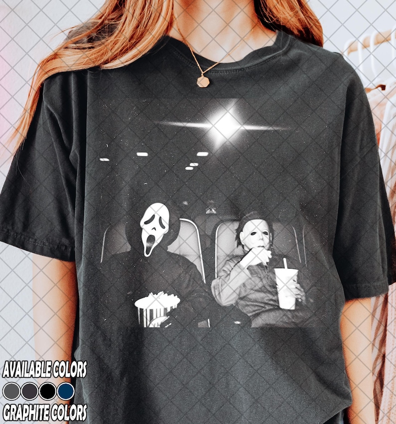 Limited Comfort Colors Ghostface and Michael Myers Movie Theater Shirt, Slasher Horror Tee, Gift For Women and Man Unisex Shirt image 2