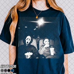 Limited Comfort Colors Ghostface and Michael Myers Movie Theater Shirt, Slasher Horror Tee, Gift For Women and Man Unisex Shirt image 4
