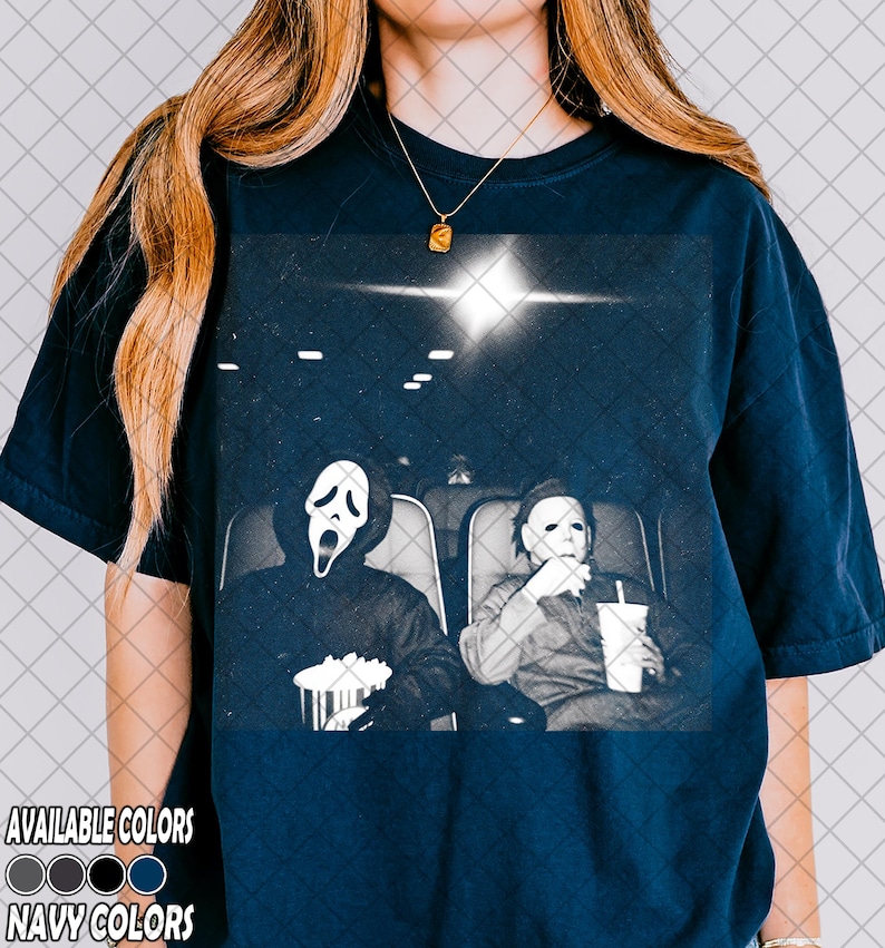 Limited Comfort Colors Ghostface and Michael Myers Movie Theater Shirt, Slasher Horror Tee, Gift For Women and Man Unisex Shirt image 4