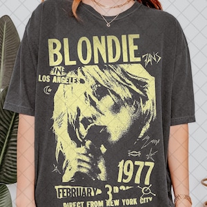 Camiseta vintage Comfort Colors Blondie 1977, camiseta Debbie Harry Blondie, regalo unisex para mujer y hombre.