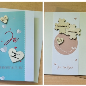 Hochzeitskarte, Karte zur Hochzeit,  Vermählung, Trauung, Brautpaar,  personalisiert mit Namen,