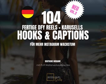 NUEVO, 104 ganchos y subtítulos listos para usar Vol.2., libro electrónico en alemán, marketing digital, Done For You, PLR, alemán