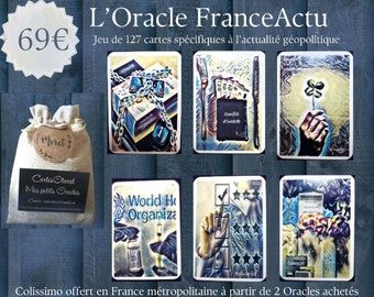 Jeu de 127 cartes divinatoires sur l'actualité ; Oracle de l'actualité politique. Format poker. Exemple tirage https://youtu.be/Pz4fr1cGJ3w