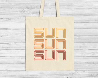 Sun Sun Sun Cotton Canvas Beach Tote Bag