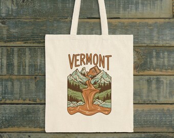 Vermont Maple Syrup River Cotton Canvas Tote Bag, OAD113 P
