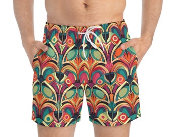 Bruno 60s Inspired Print Men's Swim Trunks