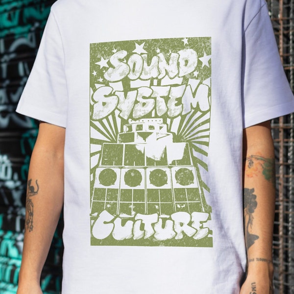 Sound System Culture, Roots Dub, zwaar uniseks katoenen T-shirt, 5000 p