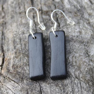 Irish Bog Oak Earrings, Black Oak Earrings Made In Ireland, Unique Handmade Irish Bog Wood Gift