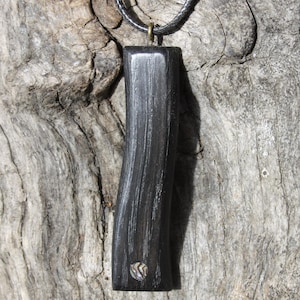 Long Irish Bog Oak Wood Pendant, 5000 Year Old Bog Oak Necklace, Unique Black Bogwood Jewelry Gift From Ireland