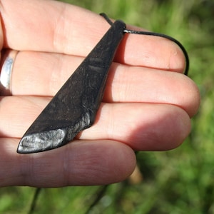 Black Bog Oak Wood Pendant With A Live Edge, 5000 Year old Bog Wood Necklace, Unique Irish Bog Oak Gift