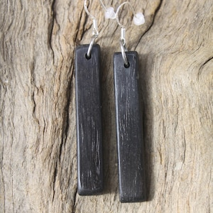 OOAK Bog Oak Earrings, Long Black Oak Earrings Made In Ireland, Unique Irish Bog Wood Gift For Her