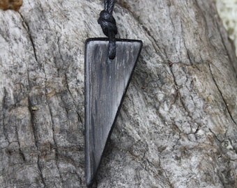 Handmade Irish Bog Oak Pendant: Ancient Black Oak Necklace, Pagan Wooden Charm