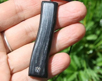 Irish Bog Oak Pendant Necklace: Mother of Pearl Inlay, Celtic Wiccan Jewelry Gift