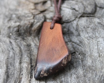 Irish Bog Yew Wood Necklace: Hand-Carved Ancestry Wooden Pendant