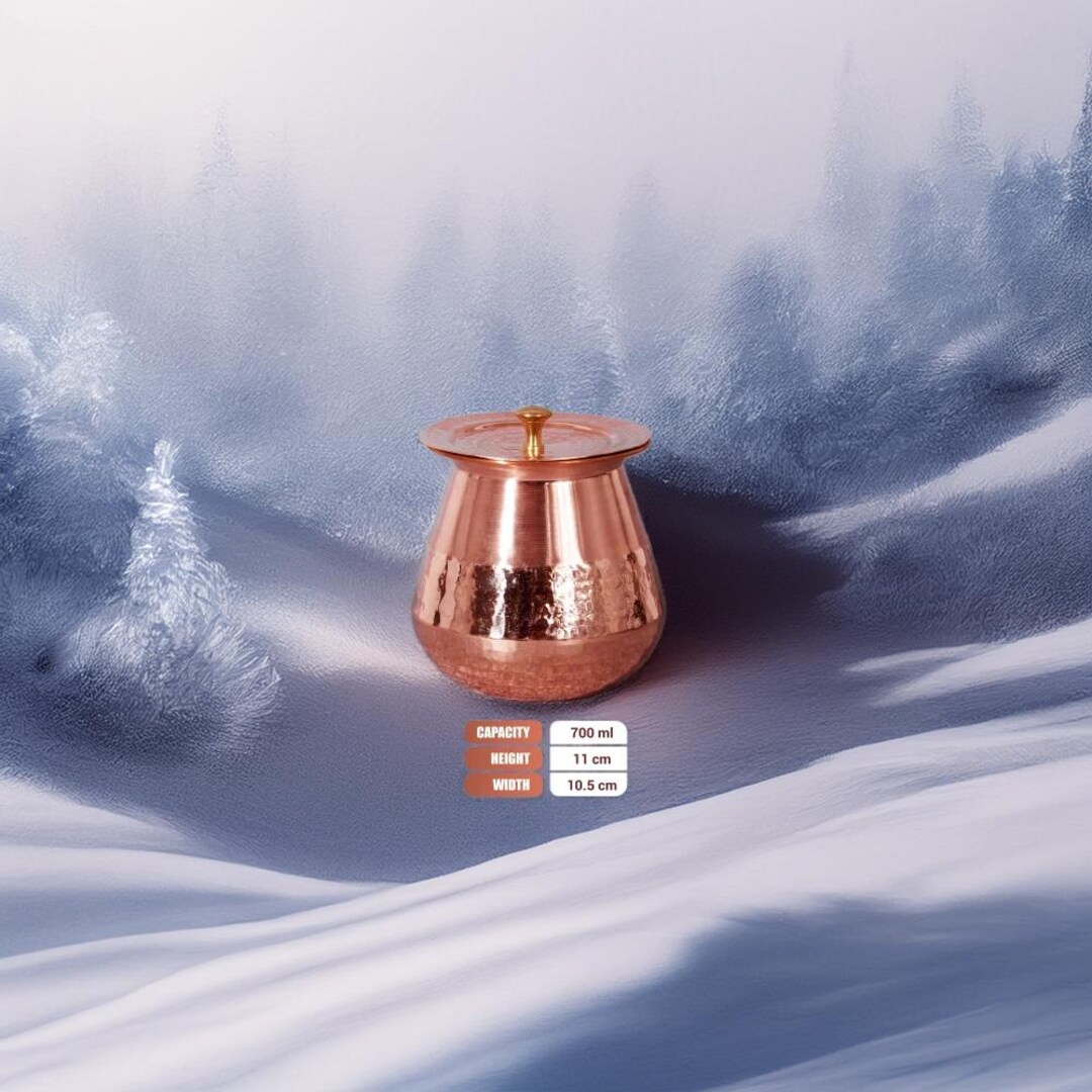 Handcrafted Copper Water Storage Pot With Lid 700 Ml for Healthy ...