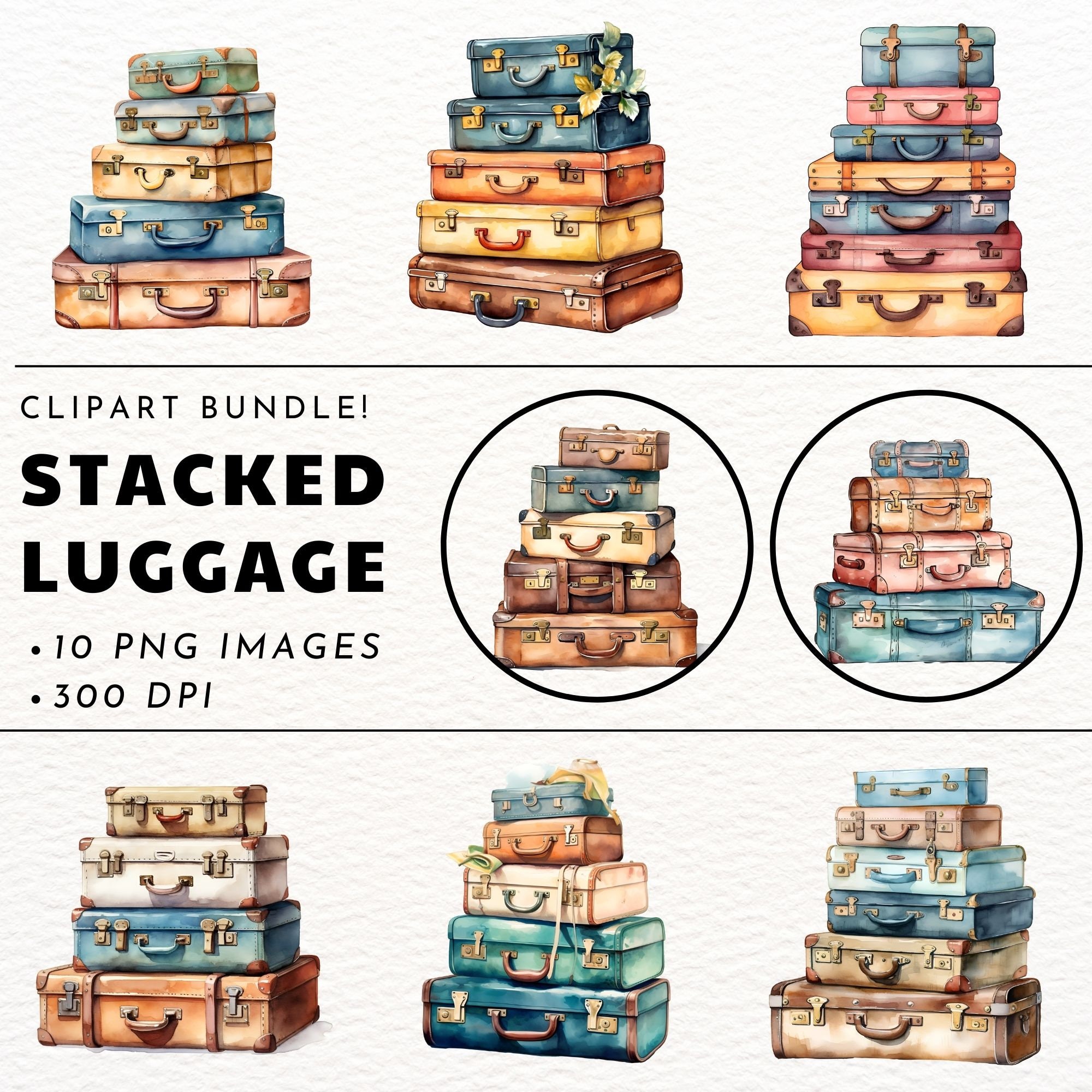 Vintage Suitcase Watercolor Clipart Graphic by LQ Design · Creative Fabrica