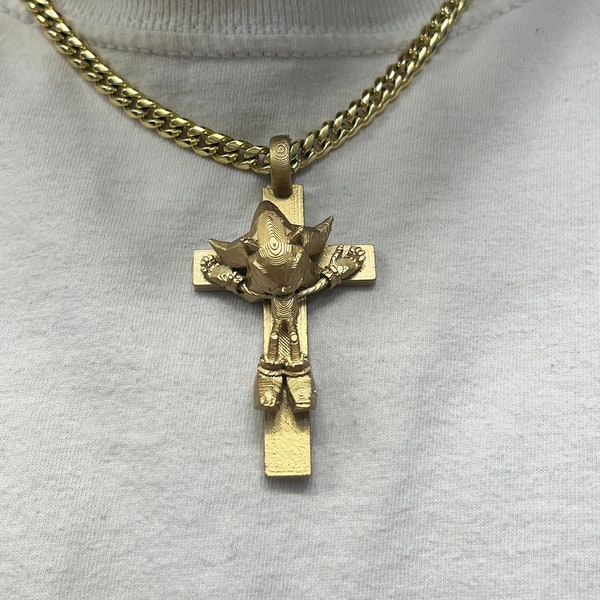 Shadow The Hedgehog Crucifix Pendant For Necklaces 3D Printed, Chains, Keychain Included, Chain NOT Included