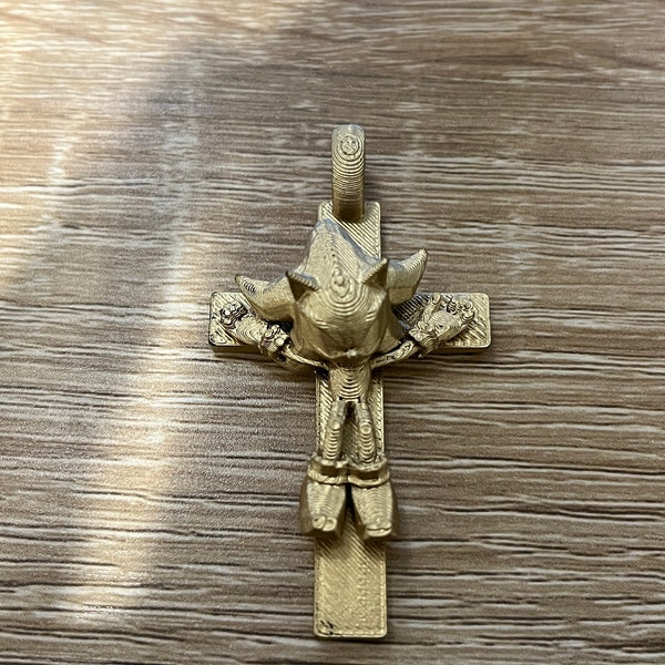 DISCOUNTED READ DECRIPTION - Shadow/Sonic The Hedgehog Crucifix Pendant For Necklaces, Chains, Keychain Included