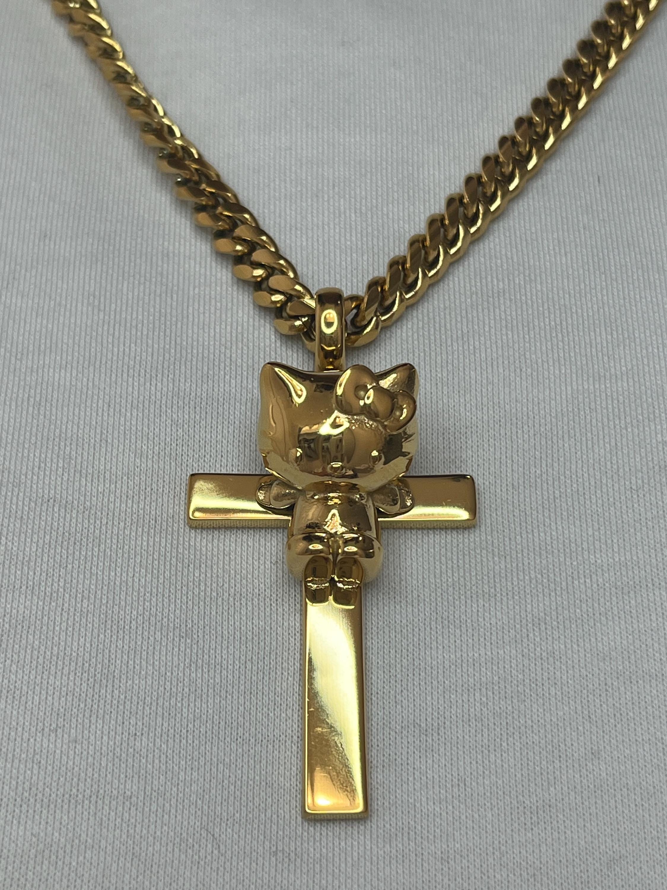 Stainless Steel Hi Kat Crucifix Necklace, 6 Mm 22 Inch Chain