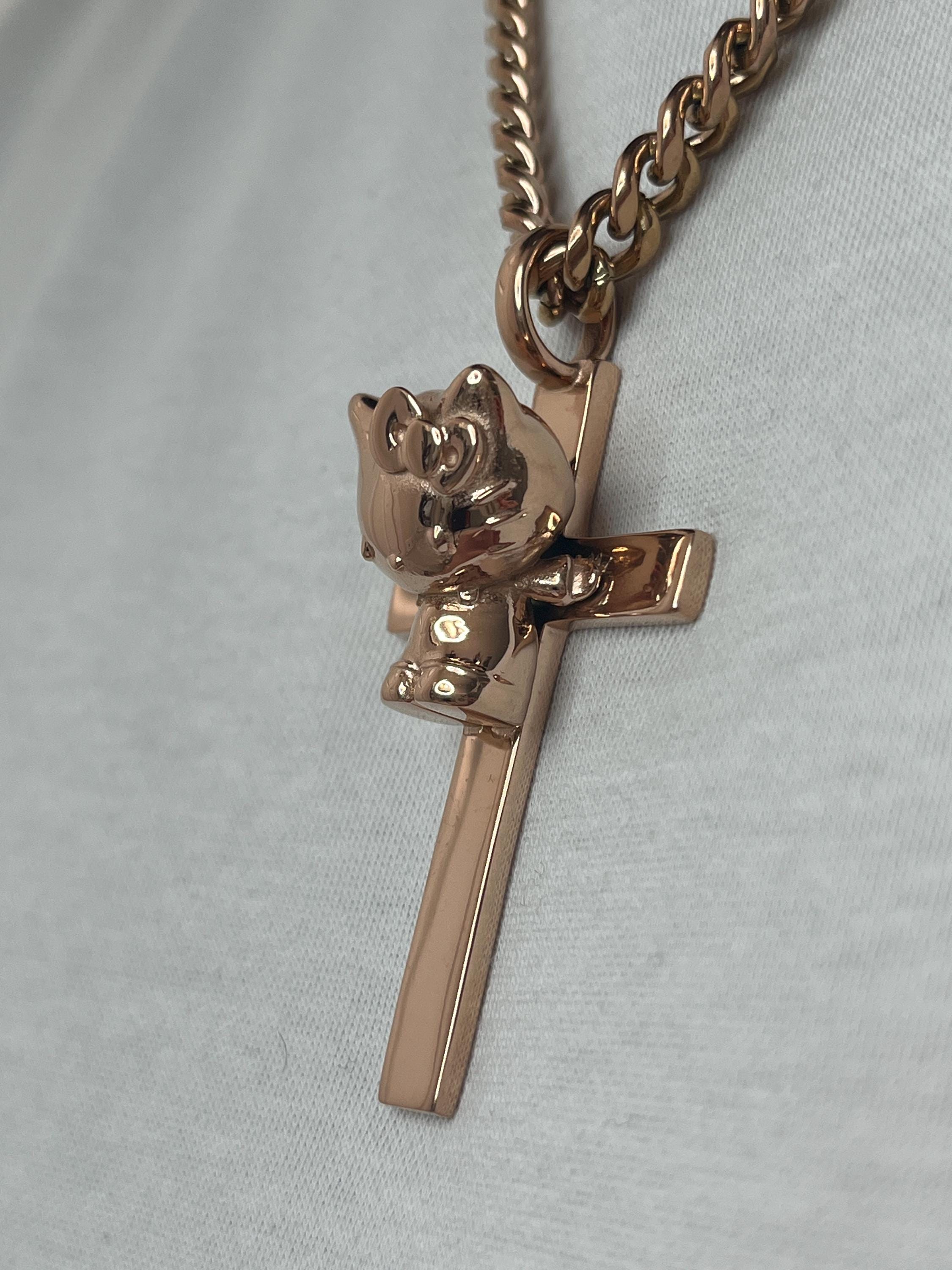 Stainless Steel Hi Kat Crucifix Necklace, 6 Mm 22 Inch Chain