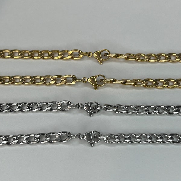 Stainless Steel Gold and Silver Miami Cuban Link Chain Necklace 5mm 22 Inches, Pendant NOT Included