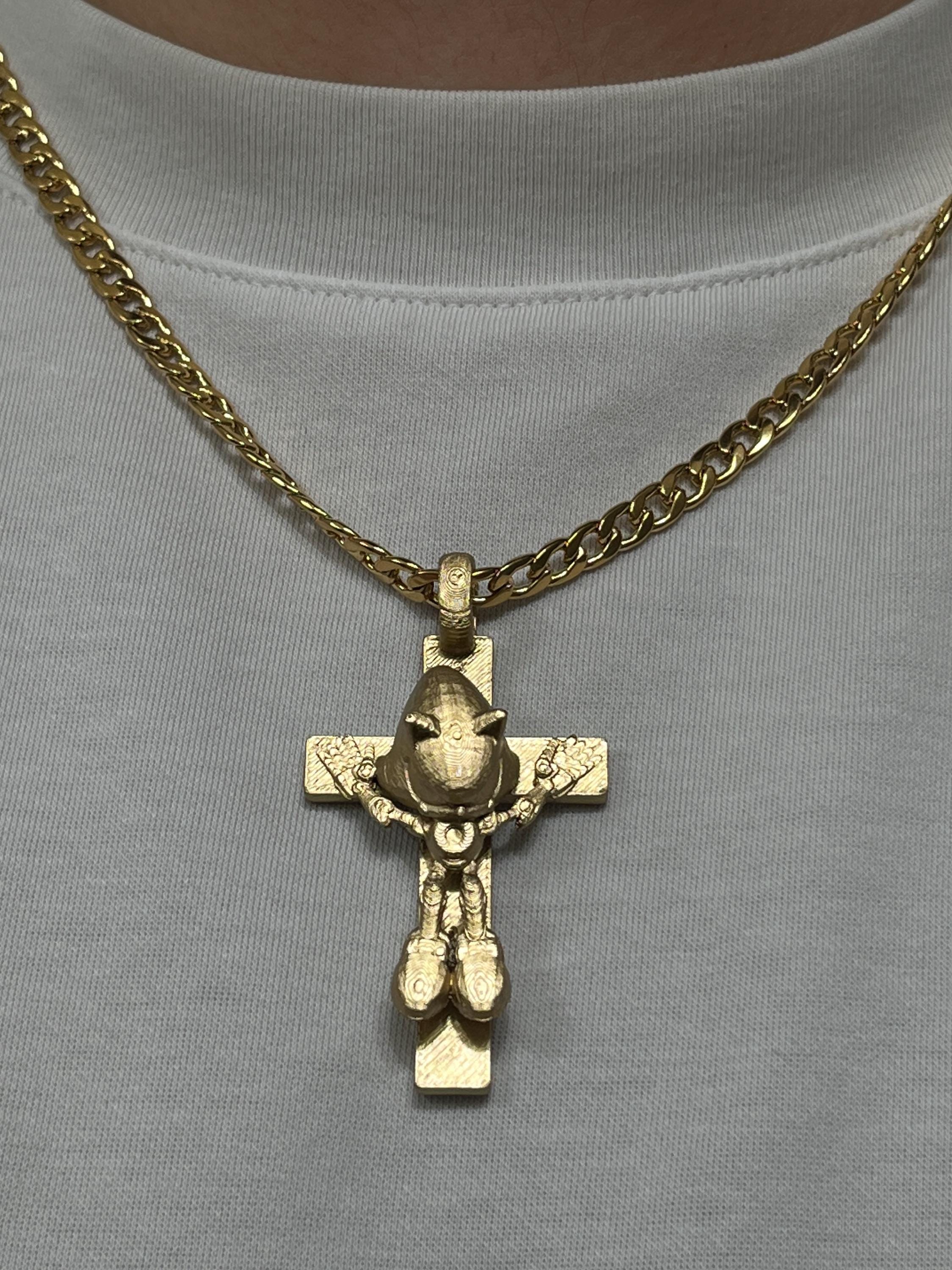 Metal Sonic Crucifix 3D Printed Pendant for Necklaces, Chains