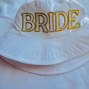 Bride Bucket Hat, pearl wedding hat for bride to be, honeymoon, bridal shower gift