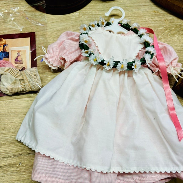 1996 American Girl Pleasant Company Retired Kirsten’s Birthday Dress, Daisy Crown, Vintage Doll Clothes and Accessories