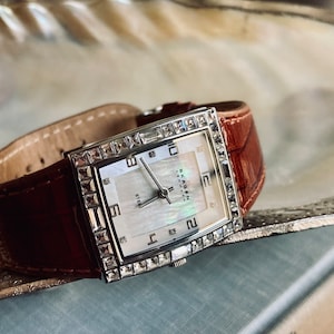 Vintage 90s Skagen Watch: Leather Band, Swarovski Crystal  display picture 1