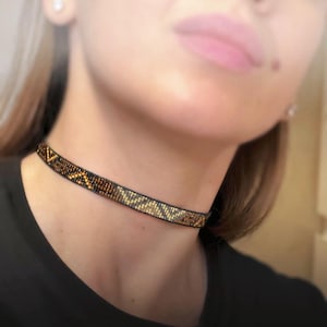 Gradient beaded Choker - Stylish Overflow Design in Black, Grey, Gold & Bronze - Handmade Adjustable choker - Gift ideas for her