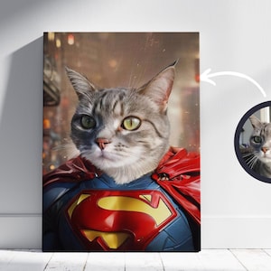 Superhero, Personalized Pet Portrait | Poster from Photo, Gift Idea, Personalized Dog or Cat Gift