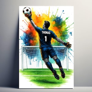 Personalized Football Goalkeeper Poster – Football Gift for Men with First Name and Number | Boys Decoration | Poster, Canvas, Digital