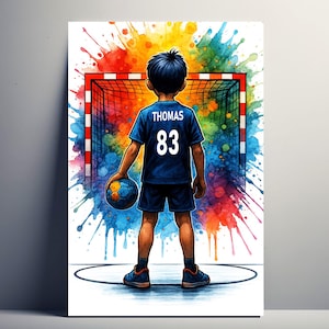 Personalized Handball Poster – Customizable Handball Gift for Kids, First Name and Number | Boy Decoration | Poster, Canvas, Digital