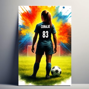 Personalized Football Poster – Customizable Football Gift for Women with First Name and Number | Girls Decoration | Poster, Canvas, Digital