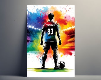 Personalized Football Player Poster | Customizable Football Poster, Sports Gift Idea, Name for Man, Football Decoration for Boy