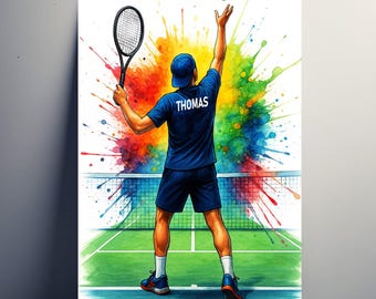 Personalized Tennis Poster – Original Customizable Tennis Gift for Boys with Name | Men's Decor | Poster, Canvas, Digital