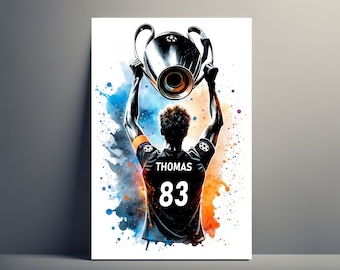 Personalized Football Player Poster | Customizable Champions League Football Poster, Football Poster Gift Idea, Sports Name, Art Fan