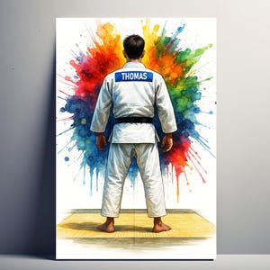 Personalized Judo Poster – Customizable Judo Gift for Men with First Name and Number | Boys Decoration | Poster, Canvas, Digital