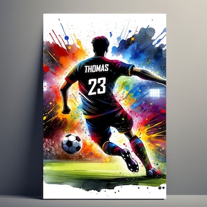 Personalized Football Player Poster | Customizable Soccer Poster, Sport Gift Idea Poster First Name Man Football Art Decoration