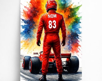 Personalized Formula 1 Driver Poster – Customizable F1 Gift with Name and Number | Men's Decor | Poster, Canvas, Digital