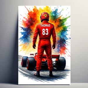 Personalized Formula 1 Driver Poster – Customizable F1 Gift with First Name and Number | Men&#39;s Decoration | Poster, Canvas, Digital