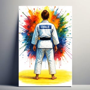 Poster di judo personalizzato – Regalo di judo personalizzabile per donne con nome e numero | Decorazione per ragazza | Poster, tela, digitale