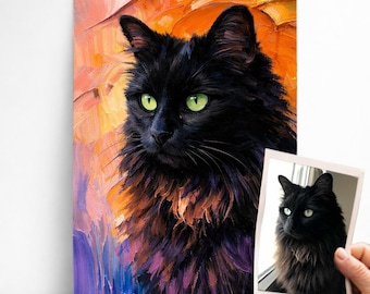 Personalized Cat Portrait – Custom Poster or Canvas of Your Pet in Painting Style – Unique Gift Made from a Photo