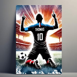 Personalized Football Poster | Customizable Men&#39;s Football Poster, Football Gift with First Name and Number for Boy, French Football Decoration