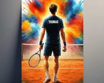Personalized Tennis Poster – Customizable Tennis Decoration for Men with First Name | Boy Gift | Poster, Canvas, Digital