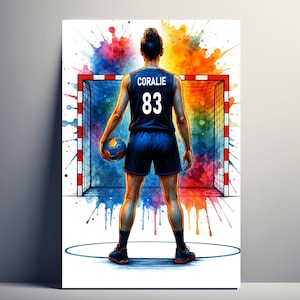 Personalized Handball Poster – Customizable Handball Gift for Women with First Name and Number | Girl Decoration | Poster, canvas, digital