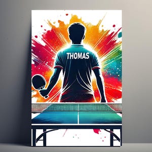 Affiche Personnalisée Nom Joueur Ping-Pong | Poster Tennis de Table Homme Personnalisable, Idée cadeau pour fans de ping pong Décoration