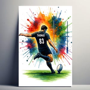 Personalized Rugby Poster – Original Customizable Rugby Gift for Men, First Name and Number | Boys Decoration | Poster, Canvas, Digital