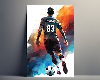 Personalized Football Poster | Customizable Football Poster, Canvas Print Gift Idea, Illustration with Child's Name, Football Art Decoration