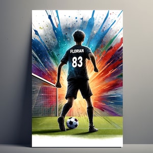 Personalized Football Player Poster | Customizable Teenager Boy Poster, Sport Gift Idea Poster First Name Man Football Decoration